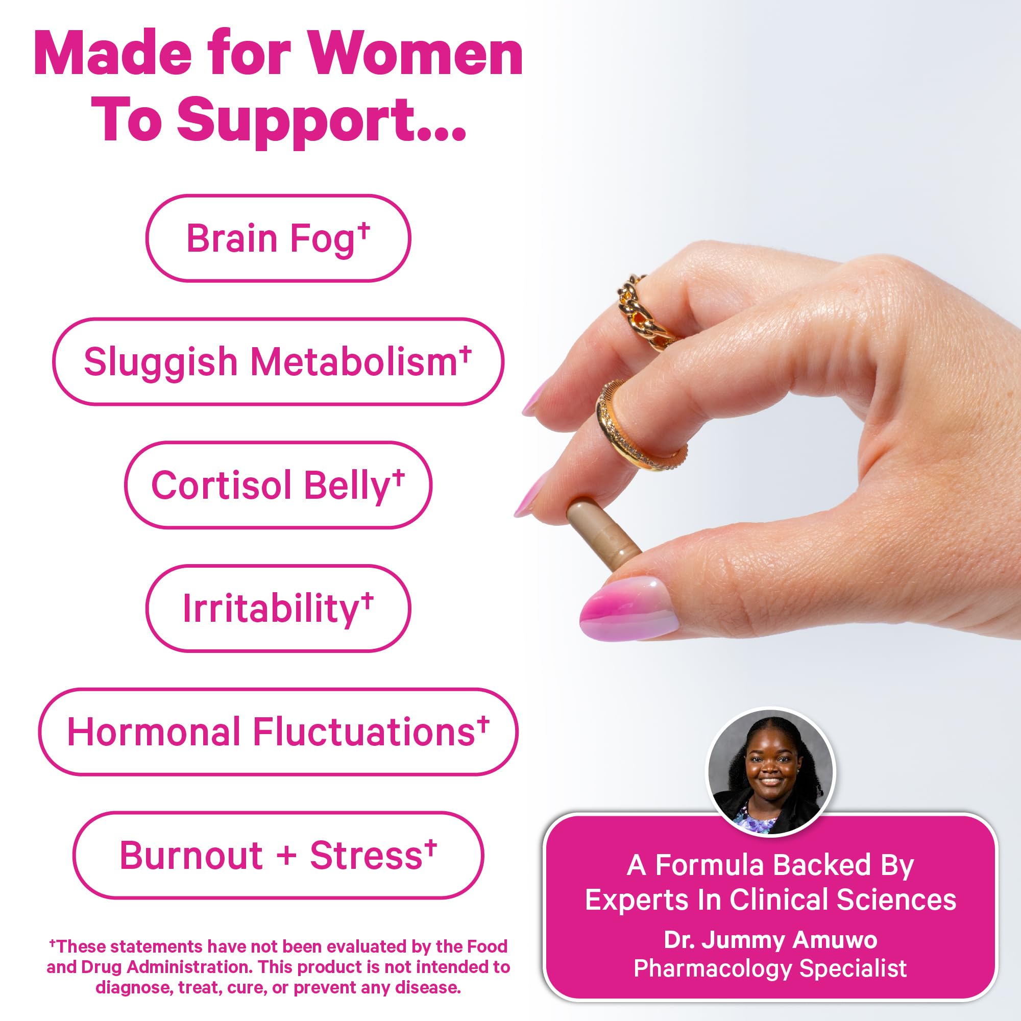 Pink Stork Cortisol Probiotic for Women – Mood and Adrenal Support Supplement – Ashwagandha, Lemon Balm, Chamomile, 25 Billion CFU – Gut Health, Energy, Focus – Lower Cortisol – 30 Capsules Pink Stork Au supplements