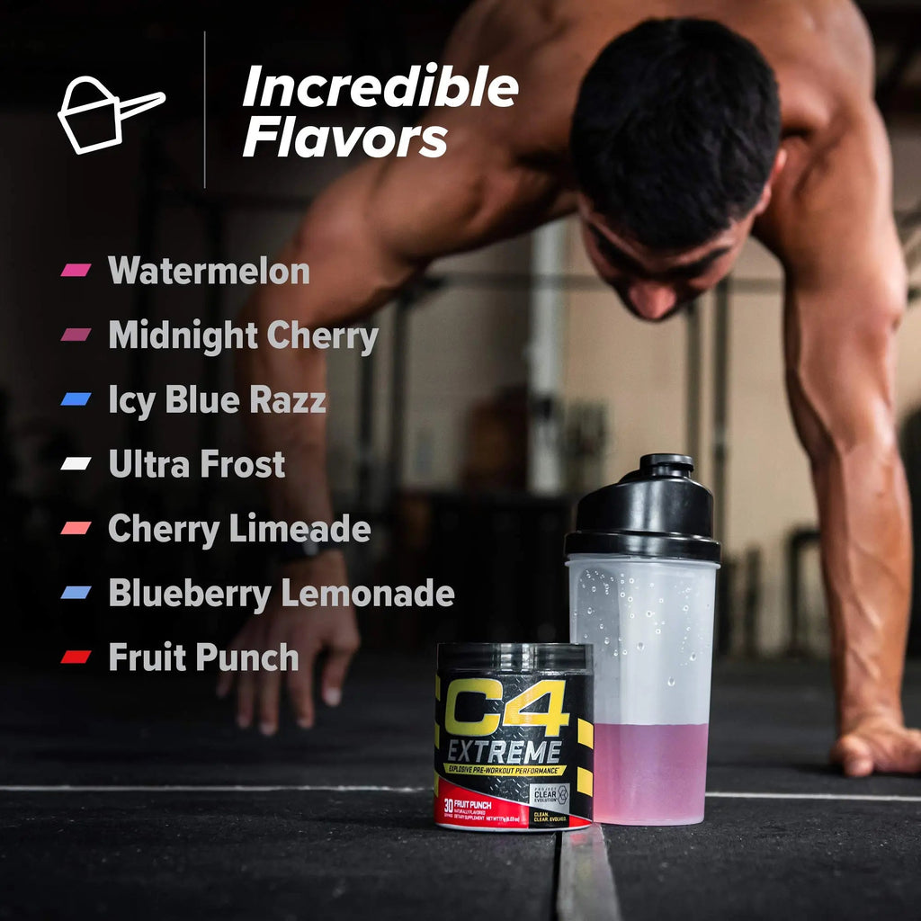C4 Extreme Pre Workout Powder Icy Blue Razz | Preworkout Energy Supplement for Men Cellucor Au supplements