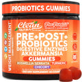 Clean Nutra Prebiotic Postbiotic Digestive Enzymes Gummies with Chicory Root, Boswellia Serrata, Turmeric, and Akkermansia | Pre+Post Probiotics Supplement