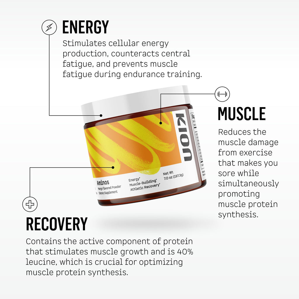 Kion Aminos - Essential Amino Acids Supplement, Essential Amino Acids Powder for Muscle Recovery, BCAA EAA No Caffeine, Amino Acid Powder, Essential Amino Energy - 30 Servings, Mixed Berry