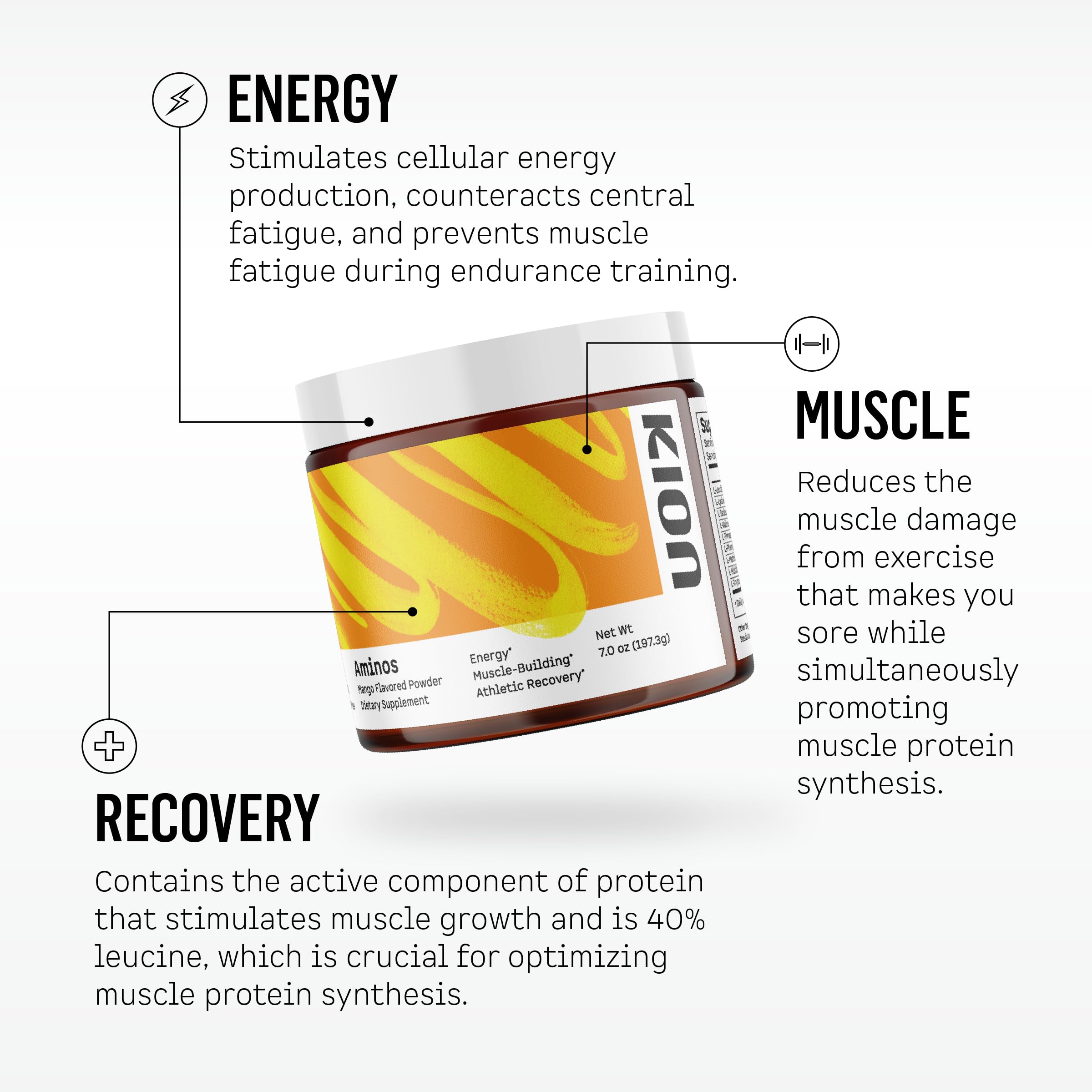 Kion Aminos - Essential Amino Acids Supplement, Essential Amino Acids Powder for Muscle Recovery, BCAA EAA No Caffeine, Amino Acid Powder, Essential Amino Energy - 30 Servings, Mixed Berry
