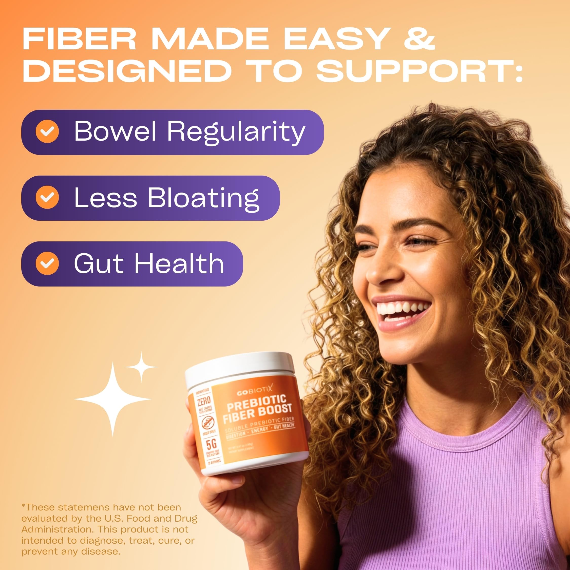 GOBIOTIX Fiber Supplement Powder with Prebiotics for Digestive Health and GLP-1 Support, Soluble Fiber for Gut Health & Debloat, Keto