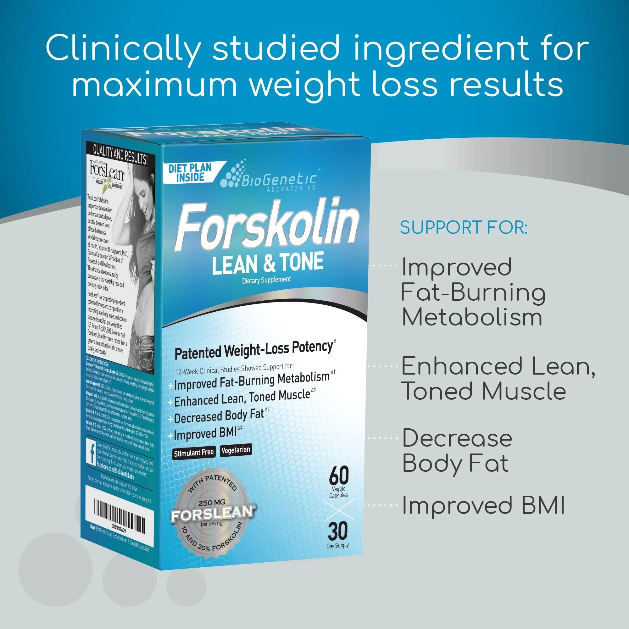 BioGenetic Labs Forskolin Lean & Tone - Weight Loss Pills - Body Toning Formula Fat Burner BioGenetic Laboratories Au supplements