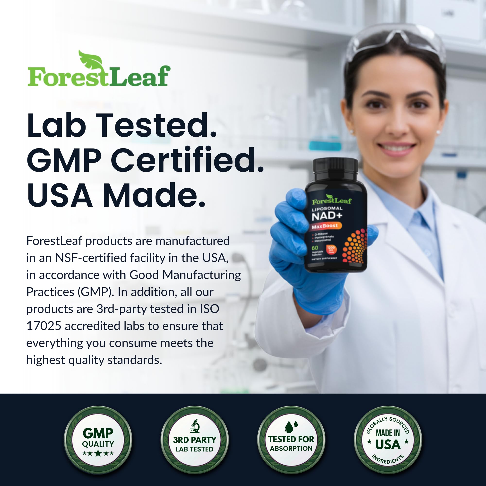 ForestLeaf NAD Resveratrol Capsules, Liposomal NAD Supplement for Women and Men with D-Ribose and Pomegranate, NAD+ for Energy, Focus and Anti-Aging Support, NMN Supplement Alternative (60 Caps) ForestLeaf Au supplements
