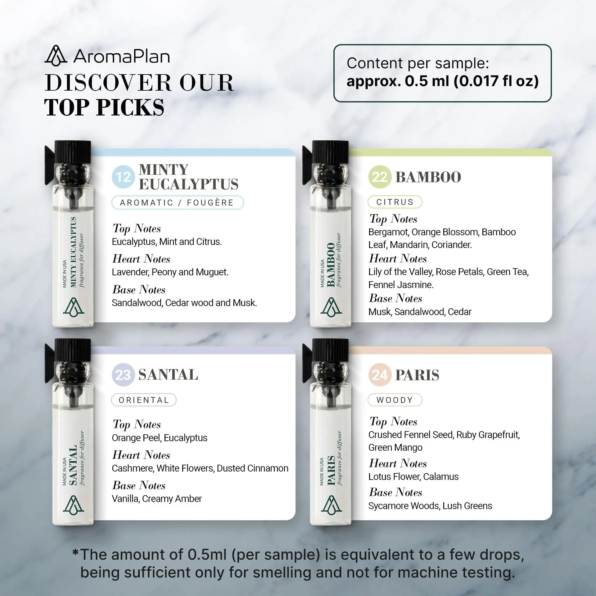 Aromaplan Sample Set, Top Picks Set Collection Exclusively for Smelling, NOT Machine USE AROMAPLAN Au supplements