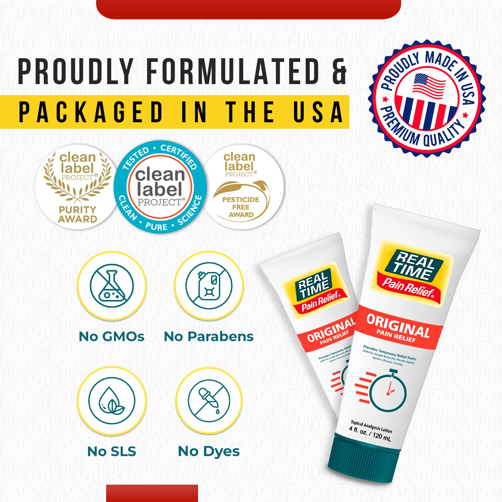Real Time Pain Relief Cream 4oz Tube | 17 Natural Ingredients: 1.25% Menthol, Arnica & MSM | Muscle Strain & Joint Discomfort Relief for Arthritis, Cramps, Sprains, Bruises, Hands, Back & Knee Pain Real Time Pain Relief Au supplements