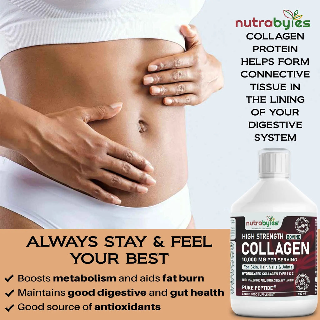 Collagen Liquid 10000mg, Hydrolysed Peptides | Hyaluronic Acid, Biotin, Silica, Vitamin C, Vitamin B12 NUTRABYTES Au supplements
