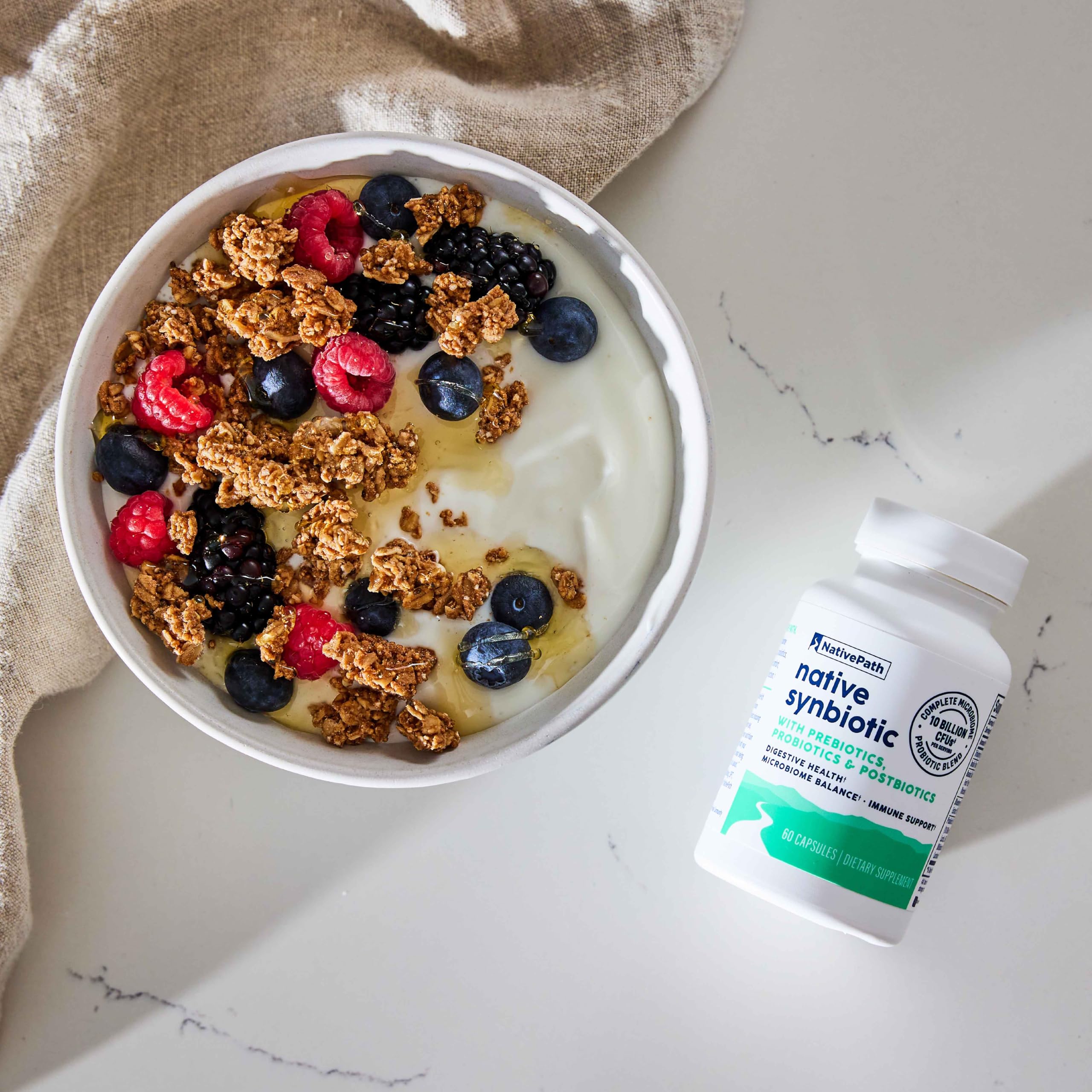 NativePath Complete Synbiotic - Pre, Pro & Postbiotic 3-in-1 for Gut Health & Digestive Support - 10 Billion CFU, 30 Servings
