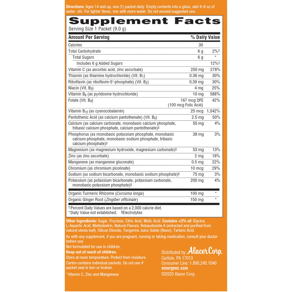 Emergen-C Citrus-Ginger Fizzy Drink Mix, Turmeric and Ginger, Immune Support, Natural Flavors