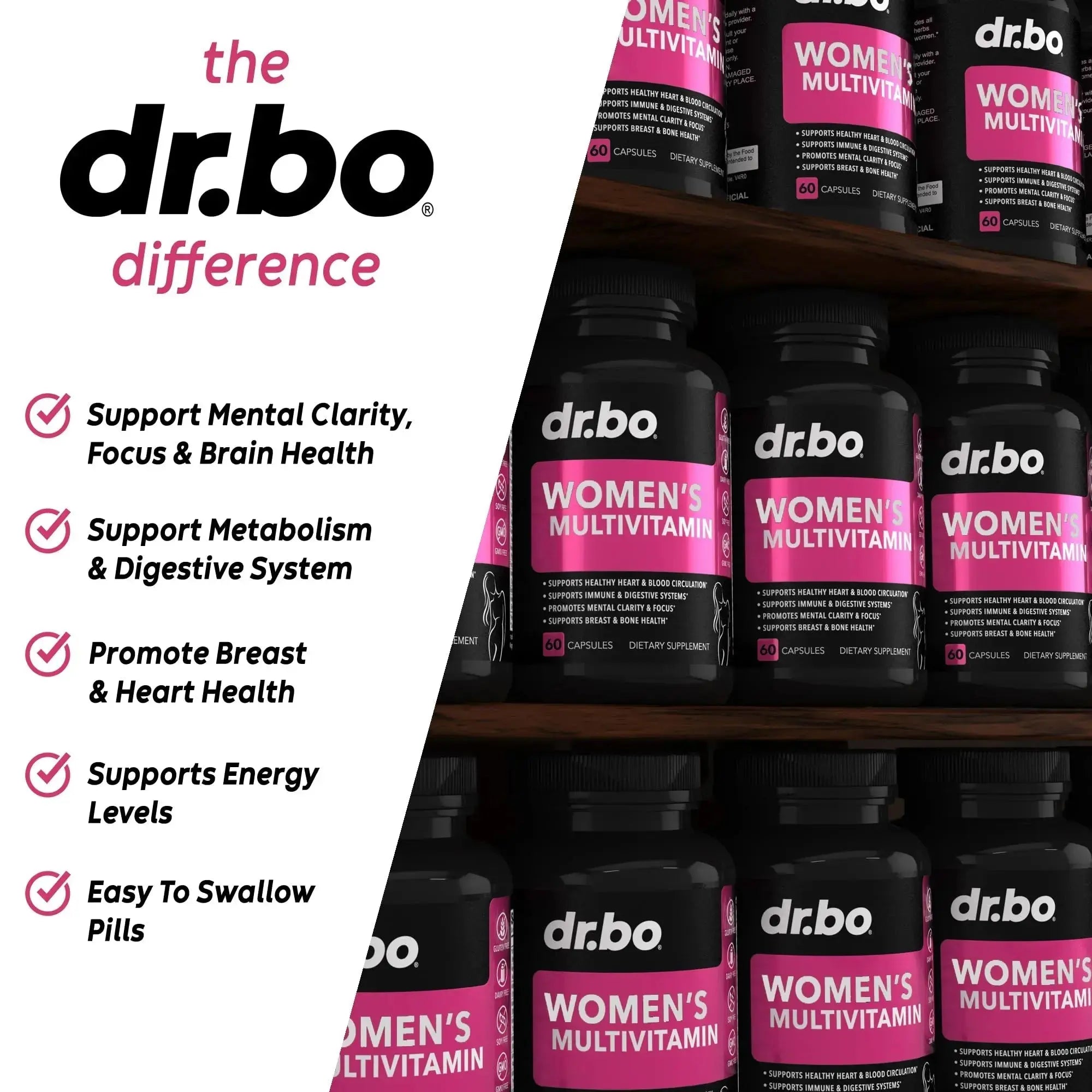 Womens Multivitamin - Natural Daily Multi Vitamins for Women - Womans Energy Vitamin DR. BO Au supplements