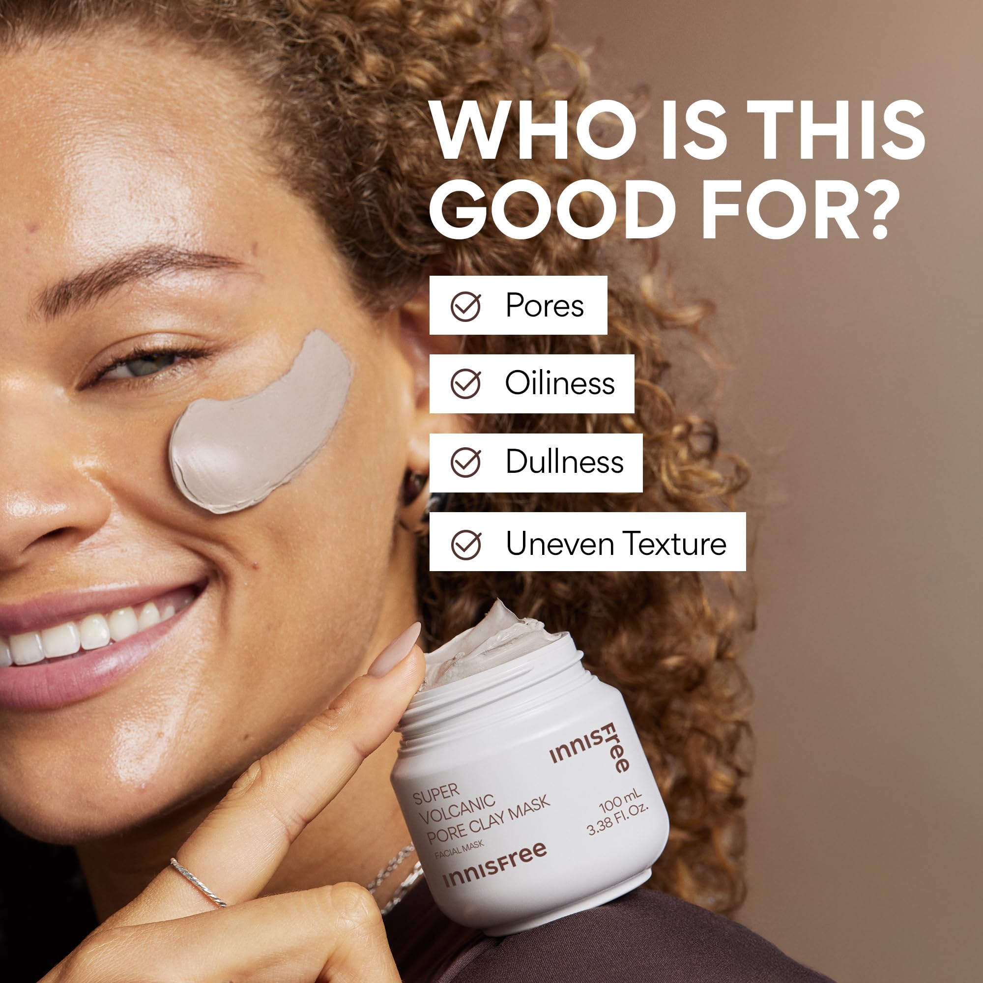 Innisfree Super Volcanic Clay Mask, Premium Korean Skincare with AHA and Natural Clusters for Deep Pore Detox, Gentle Exfoliation, Oil Control