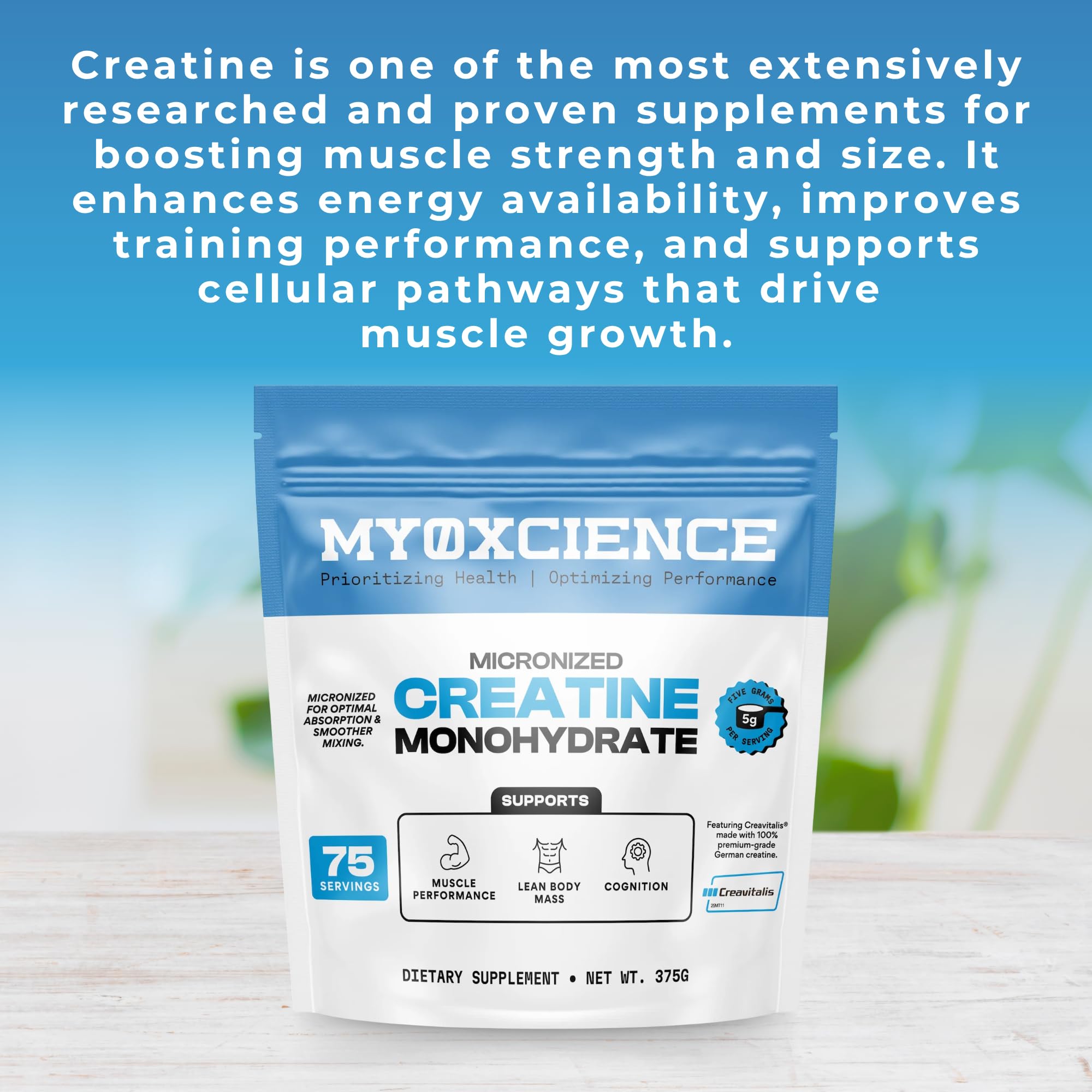 MYOXCIENCE Micronized Creavitalis Creatine | The World’s Purest Micronized Form of Creatine Monohydrate | Supports Muscle Performance