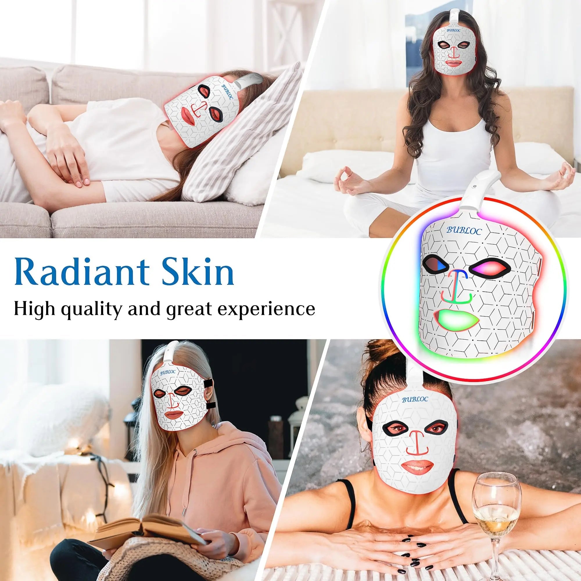 BUBLOC Red Light Therapy Mask, Led Contour Face Mask Light Therapy, 7 Color Red Light Face Mask BUBLOC Au supplements