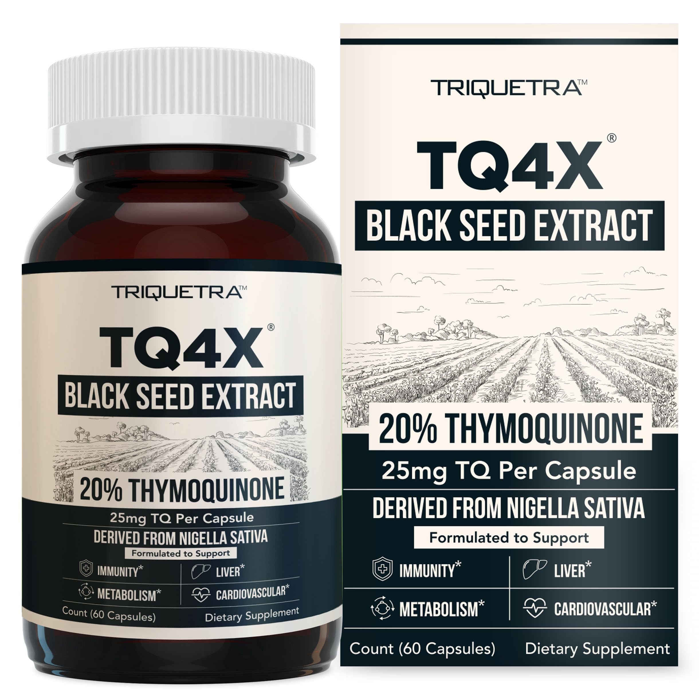 20% Thymoquinone Black Seed Extract Capsules - TQ-Advanced 4X®: Potent Thymoquinone Concentration Available - 60:1 Concentrate from Nigella Sativa
