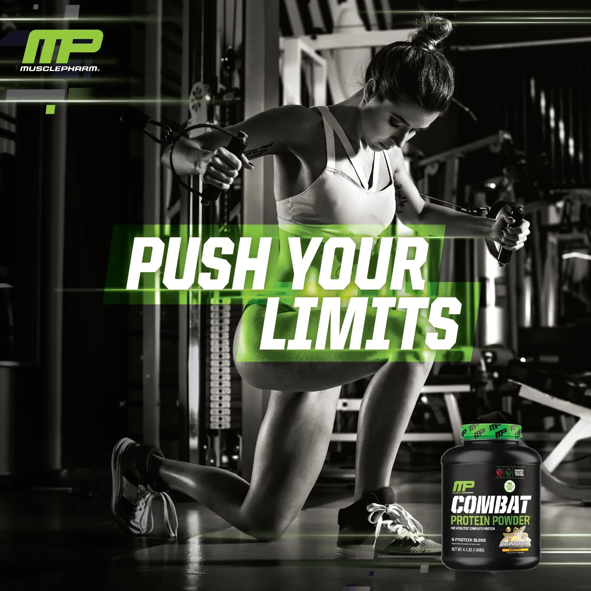 MusclePharm Combat Protein Powder, Banana Cream - 4 lb - Gluten Free - 52 Servings Muscle Pharm Au supplements