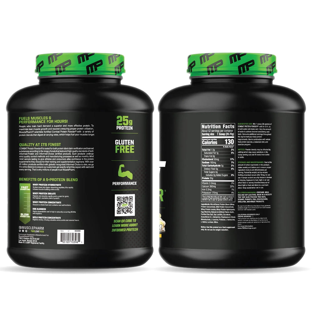MusclePharm Combat Protein Powder, Banana Cream - 4 lb - Gluten Free - 52 Servings Muscle Pharm Au supplements
