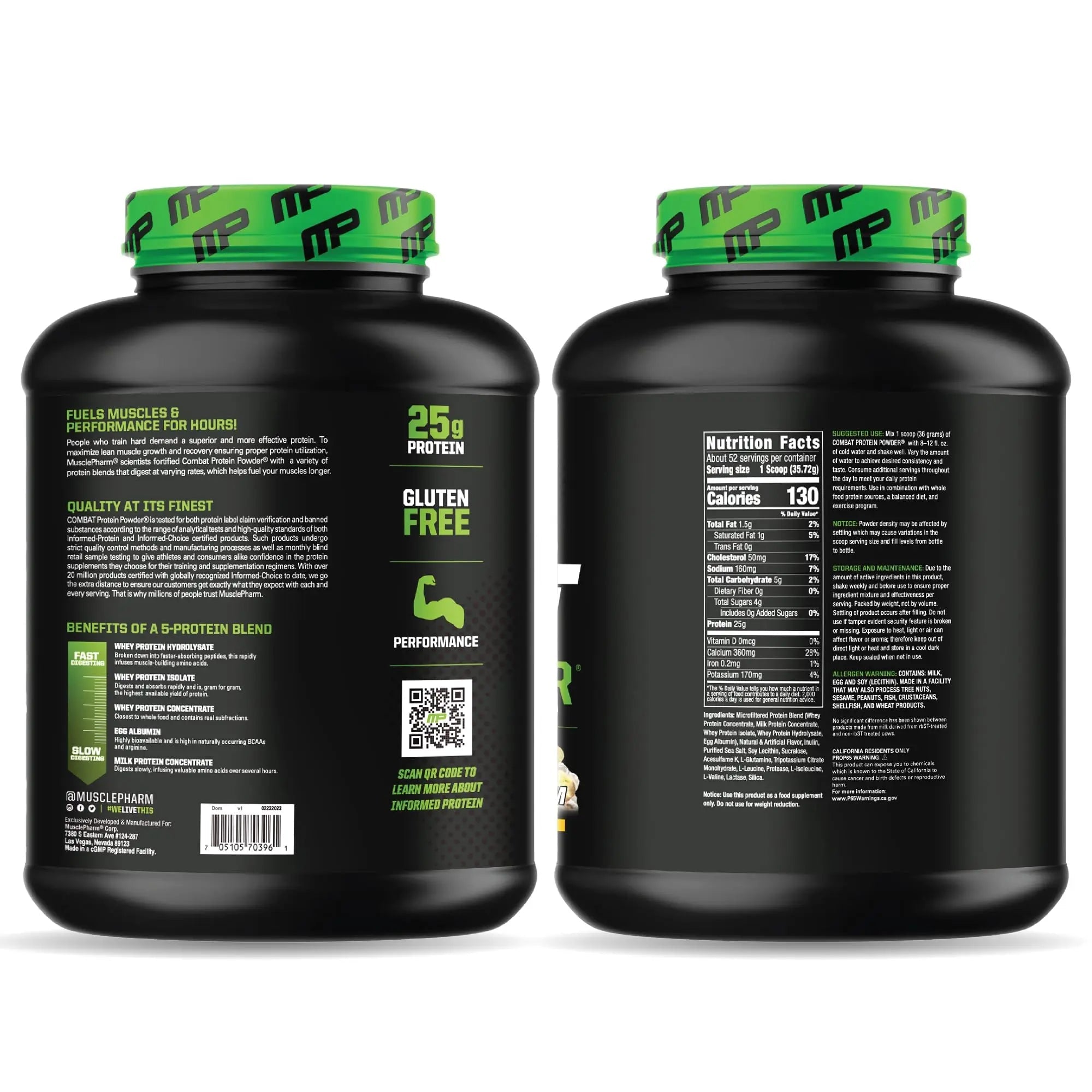 MusclePharm Combat Protein Powder, Banana Cream - 4 lb - Gluten Free - 52 Servings Muscle Pharm Au supplements