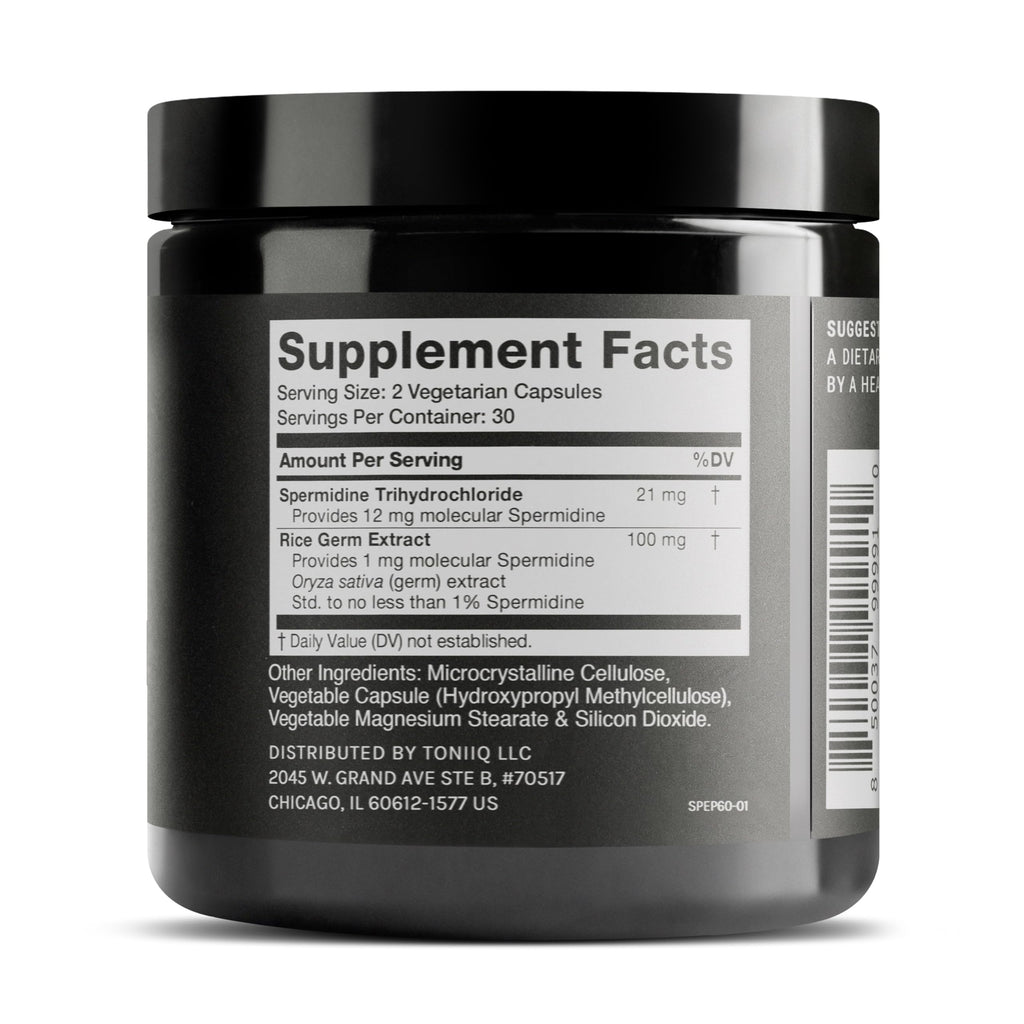 Toniiq 22mg Ultra Concentrated Spermidine Supplement -Spermidine Supplements for Men and Women - Rice Germ Extract and Trihydrochloride Complex Blend - 60 Vegetarian Capsules - 30 Servings Toniiq Au supplements