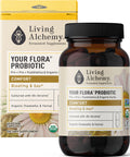 Your Flora Probiotic Comfort – Non-GMO Probiotics with Fermented Soybean, Chamomile, Fennel, Prebiotics, Digestive Enzymes for Digestion & Bloating – Prebiotics, Postbiotics – Living Alchemy, 60 Pcs Living Alchemy Au supplements