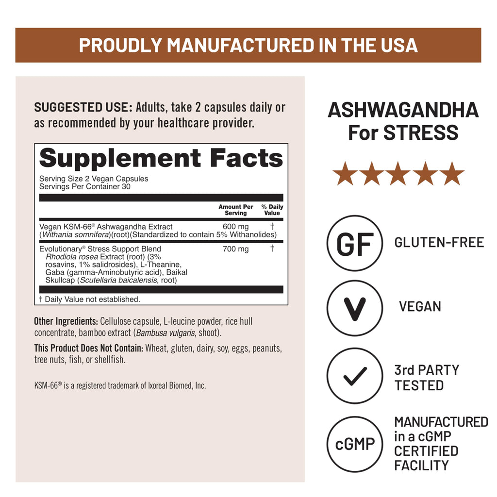 NatureWise Ashwagandha for Stress - With KSM-66 Extract, GABA, L-Theanine, Rhodiola Rosea - Herbal Mood & Sleep Support - Vegan, Non-GMO, Gluten-Free - 60 Capsules[1-Month Supply] NatureWise Au supplements