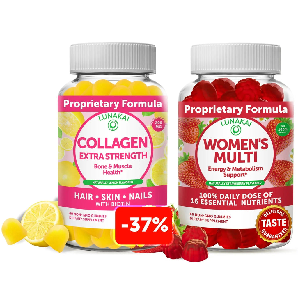Lunakai Collagen and Women's Multivitamin Gummies Bundle - Non-GMO Anti Aging Supplements with Biotin, Zinc, Vitamin C and E Lunakai Au supplements