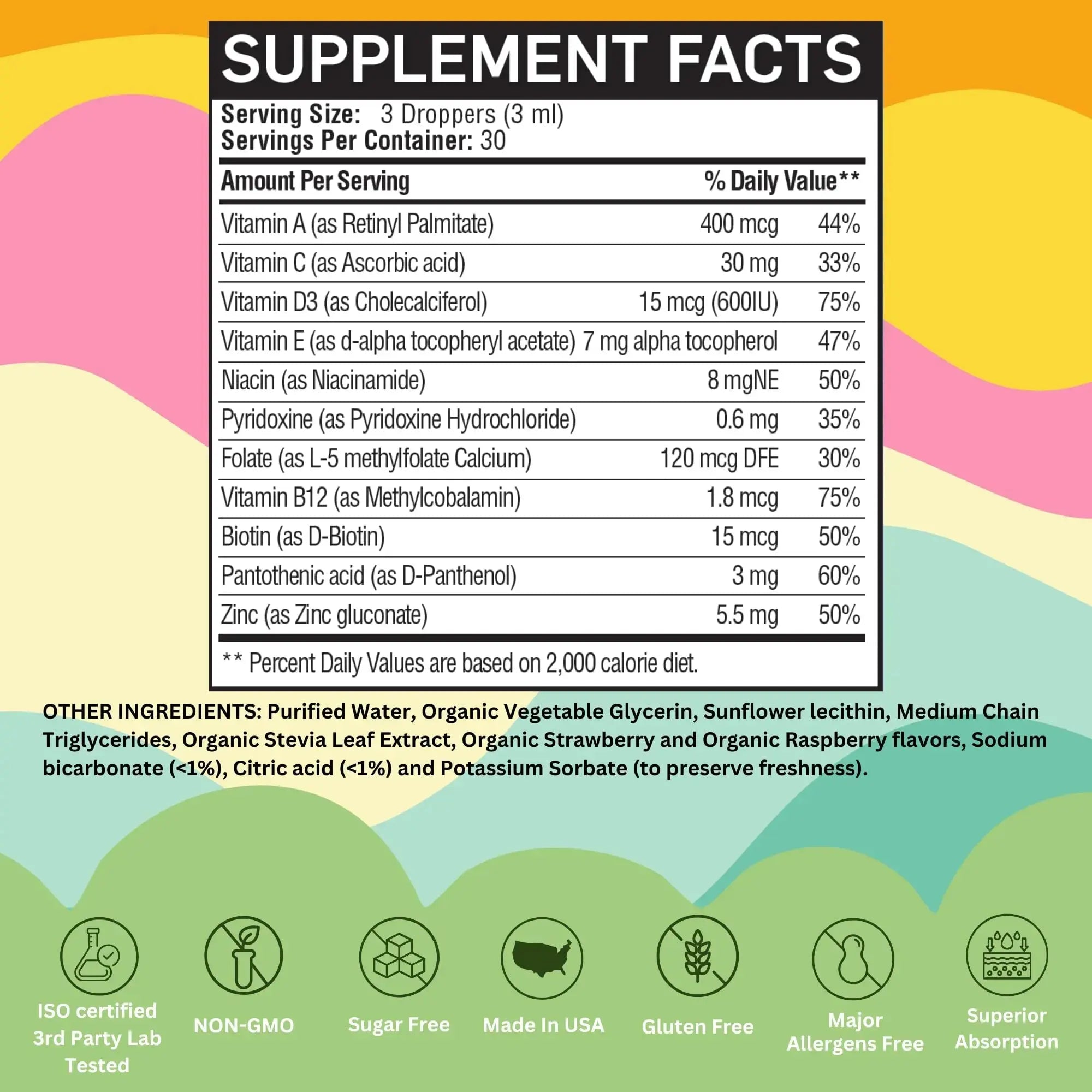 Vitaminally Liposomal Kids Liquid Multivitamin | Non-GMO | Clean | Sugar Free | Gluten Free | Organic Berry Flavors | Vitaminally Au supplements