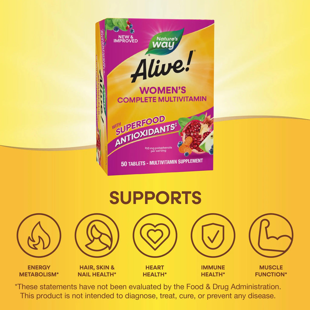 Nature's Way Alive! Daily Complete Multivitamin for Women, Supports Energy Metabolism, Hair, Skin & Nails*, B-Vitamins Nature's Way Au supplements