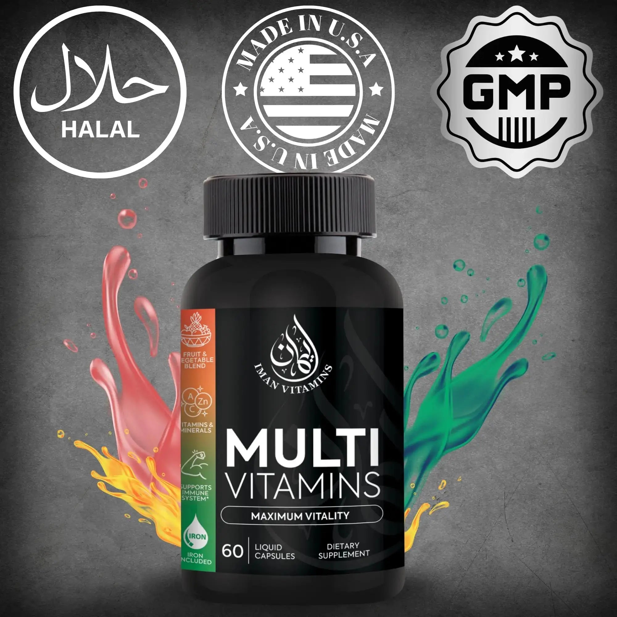 Iman Vitamins Halal Complete Multivitamin Capsules for Adults Men & Women | 42 Fruit & Vegetable Blend Iman Vitamins Au supplements