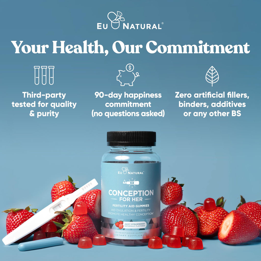Conception for Her Fertility Gummies - Fertility Supplements for Women with Myo Inositol, Folate & more Essential Nutrients - Delicious Juicy Strawberry Hormone Balance Vitamins, 75 ct Pectin Gummies Eu Natural Au supplements