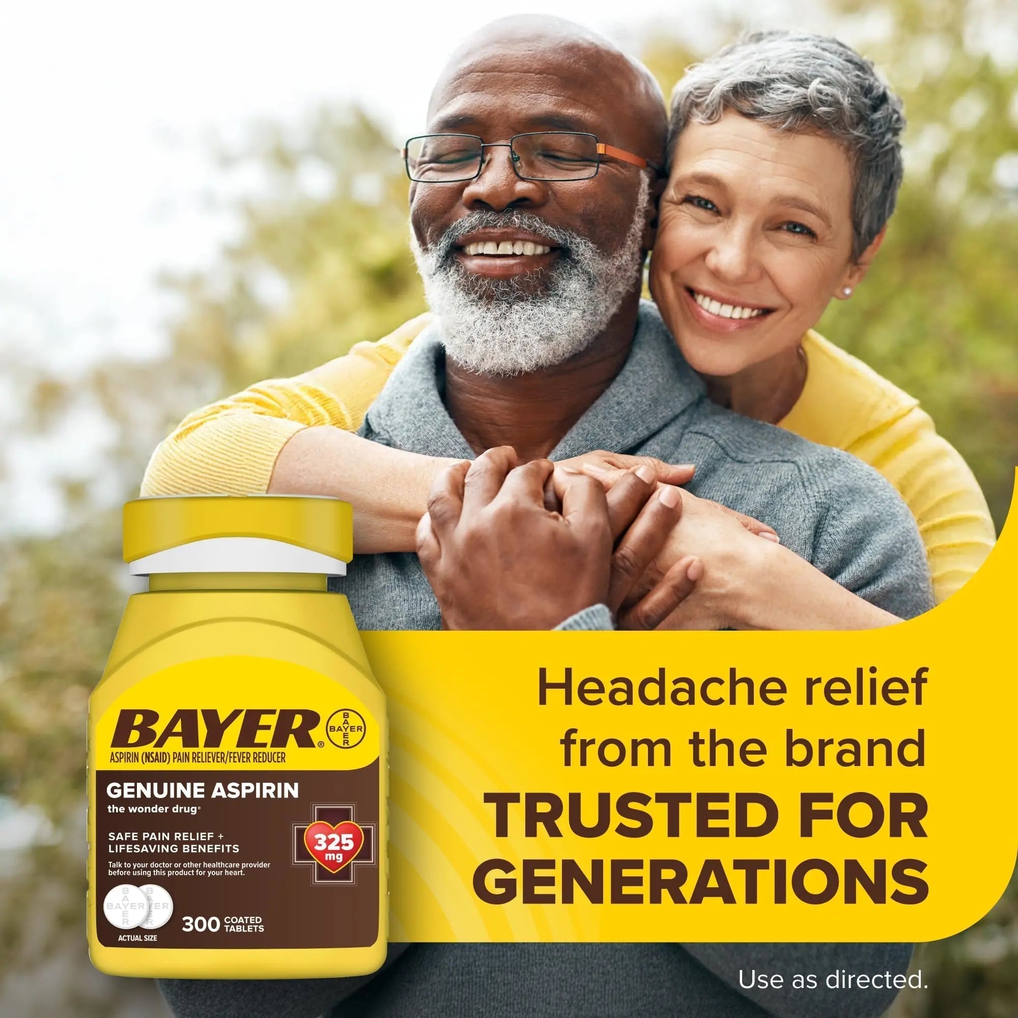 Bayer Genuine Aspirin 325 mg, Coated Tablets for Headache Relief, Multi-Symptom Pain Reliever and Fever Reducer, Pain Relief Tablets for Tooth and Muscle Pain, Backache, 300 Ct Bayer Au supplements