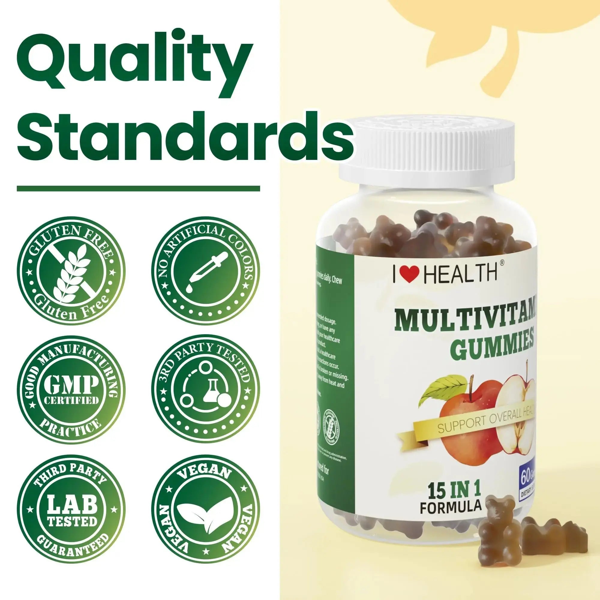 I LOVE HEALTH® 15-in-1 Multivitamin Gummies for Adults & Kids - Enhanced Formula with Vitamin A, C, D3, E, B12, Zinc, Magnesium & More I LOVE HEALTH Au supplements