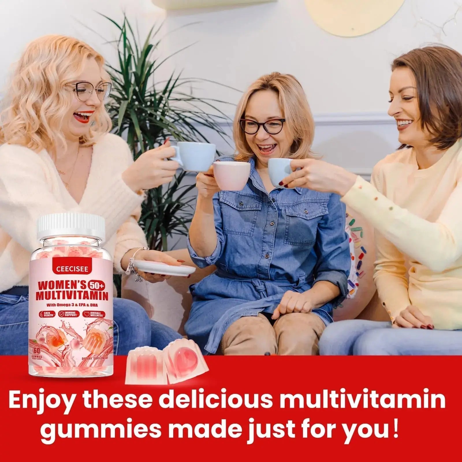 Ceecisee Vitamin Gummies for 50+ Women: Organic Vegan Multivitamin with Iron Omega3 B12 D3 Biotin Zinc Ashwagandha for Hair Skin Health Energy Immune Suppor Ceecisee Au supplements