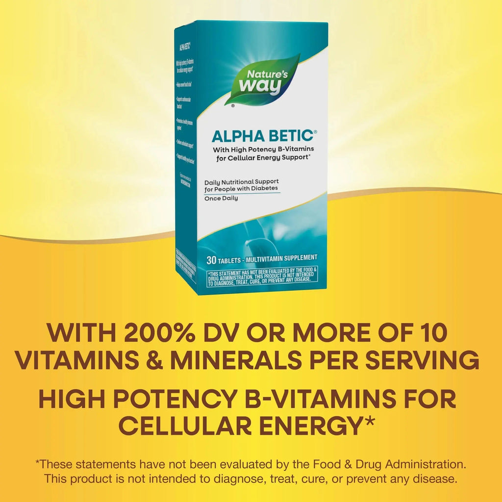 Nature's Way alpha betic, Diabetic Multivitamin for Daily Nutritional Support, with B-Vitamins for Energy Metabolism Support Nature's Way Au supplements
