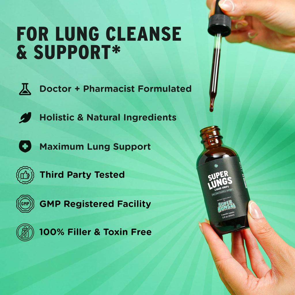 SuperBonsai Super Lungs Mullein Drops – Herbal Lung Support Tincture with Mullein Leaf Extract Elderberry Reishi Marshmallow Root