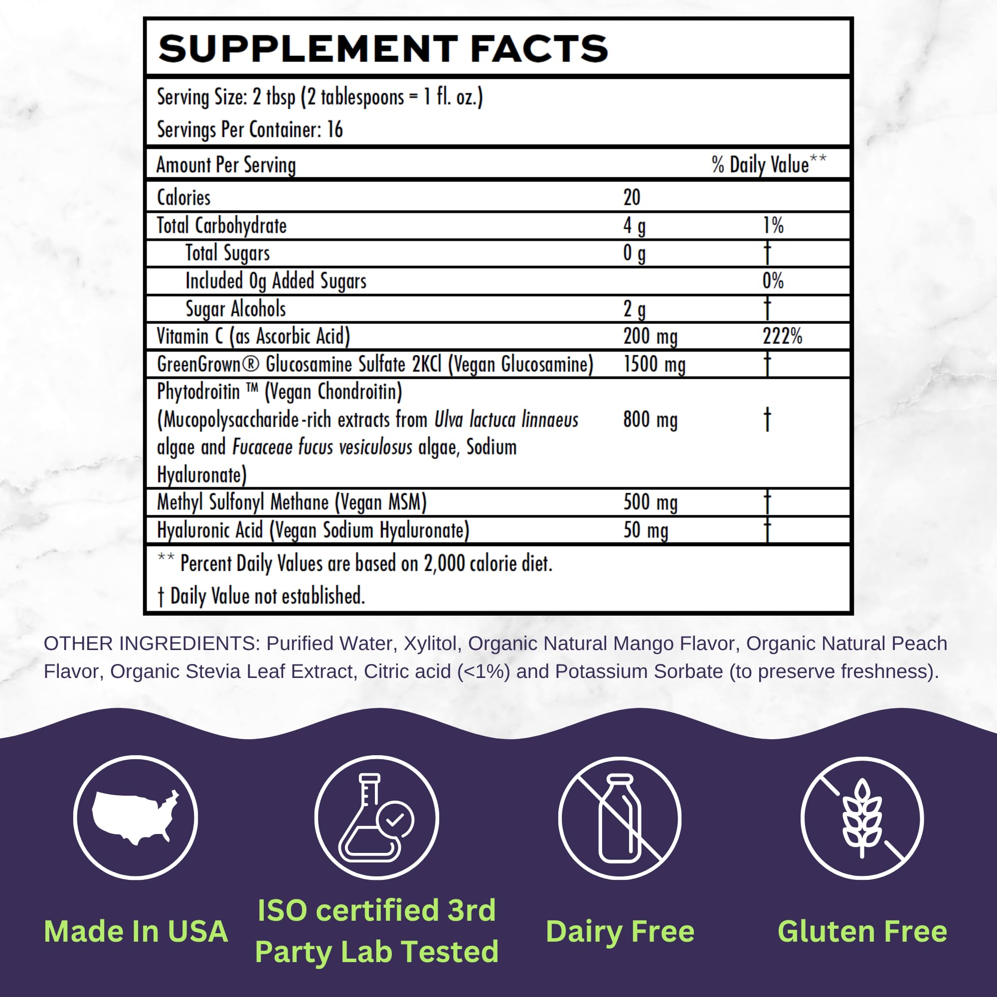 Joint Nourish – 100% Vegan Liquid Joint Supplement | Vegan Glucosamine, Chondroitin, MSM, Hyaluronic Acid & Vitamin C | Mango-Peach | Supports Joint Mobility, Cartilage & Skin | Sugar-Free,16 Servings Vitaminally Au supplements