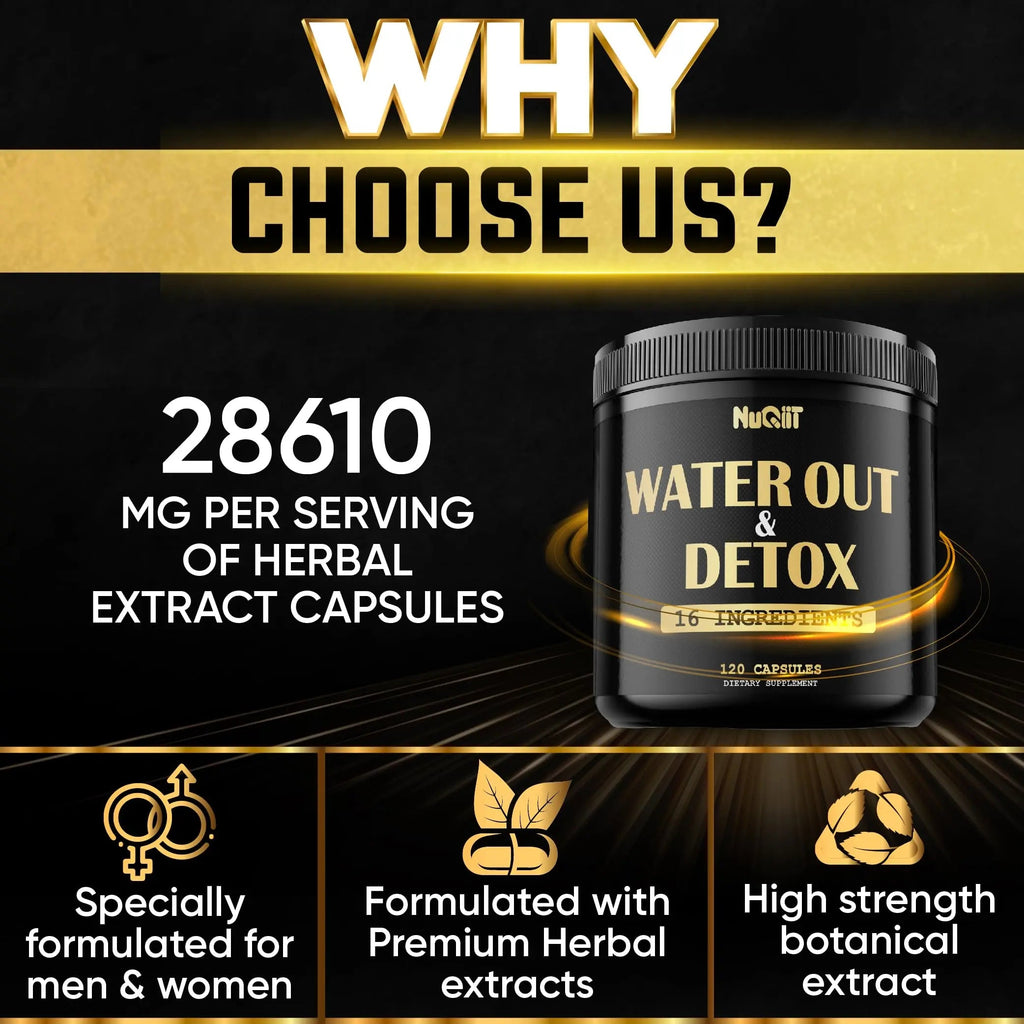 Nuqiit Water Out Supplement with Dandelion Root 12000mg Apple Cider Vinegar 4500mg & More Nuqiit Au supplements