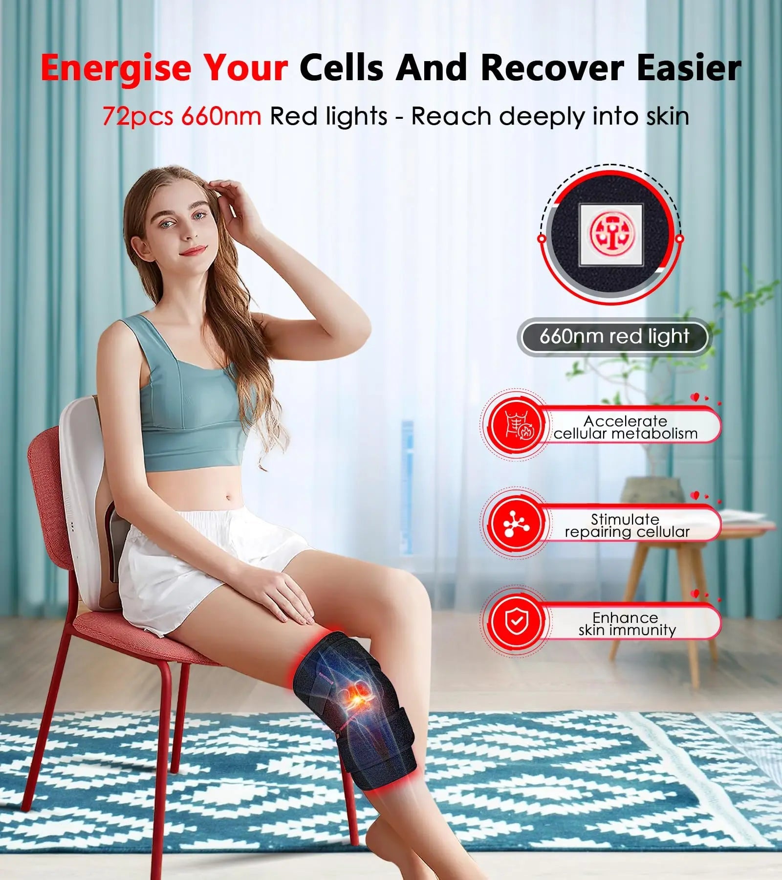 Red Light Therapy for Knee, Infrared Red Light Therapy Device Wrap Belt with 660nm Red Light RUISQM Au supplements