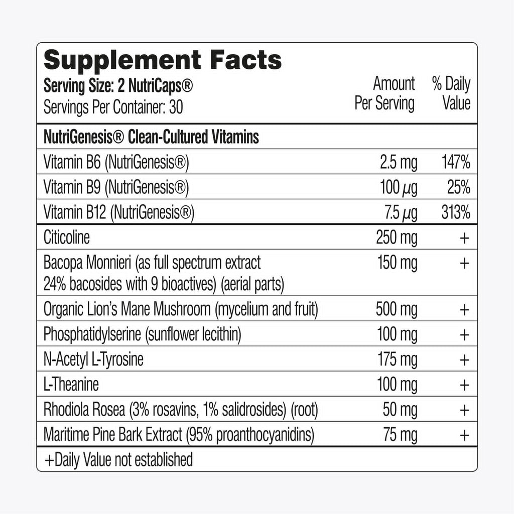 Mind Lab Pro® MLP® v4 Universal  Booster Supplement for Focus, Memory, Clarity, Energy - 60-Count - Plant-Based, Naturally Sourced Memory Vitamins