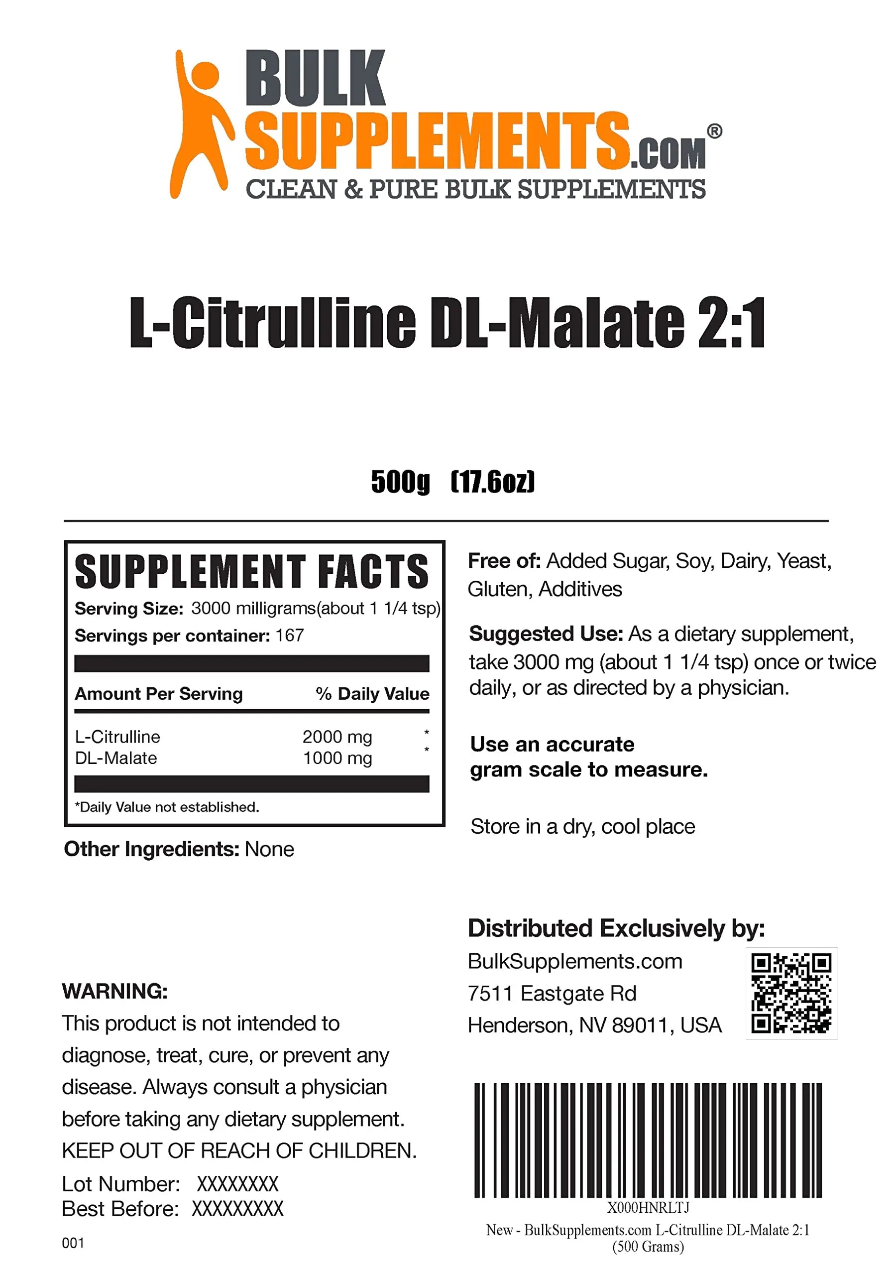 BULKSUPPLEMENTS.COM Beta Alanine Powder (500g), with L-Citrulline Malate 2:1 Powder BULKSUPPLEMENTS.COM Au supplements
