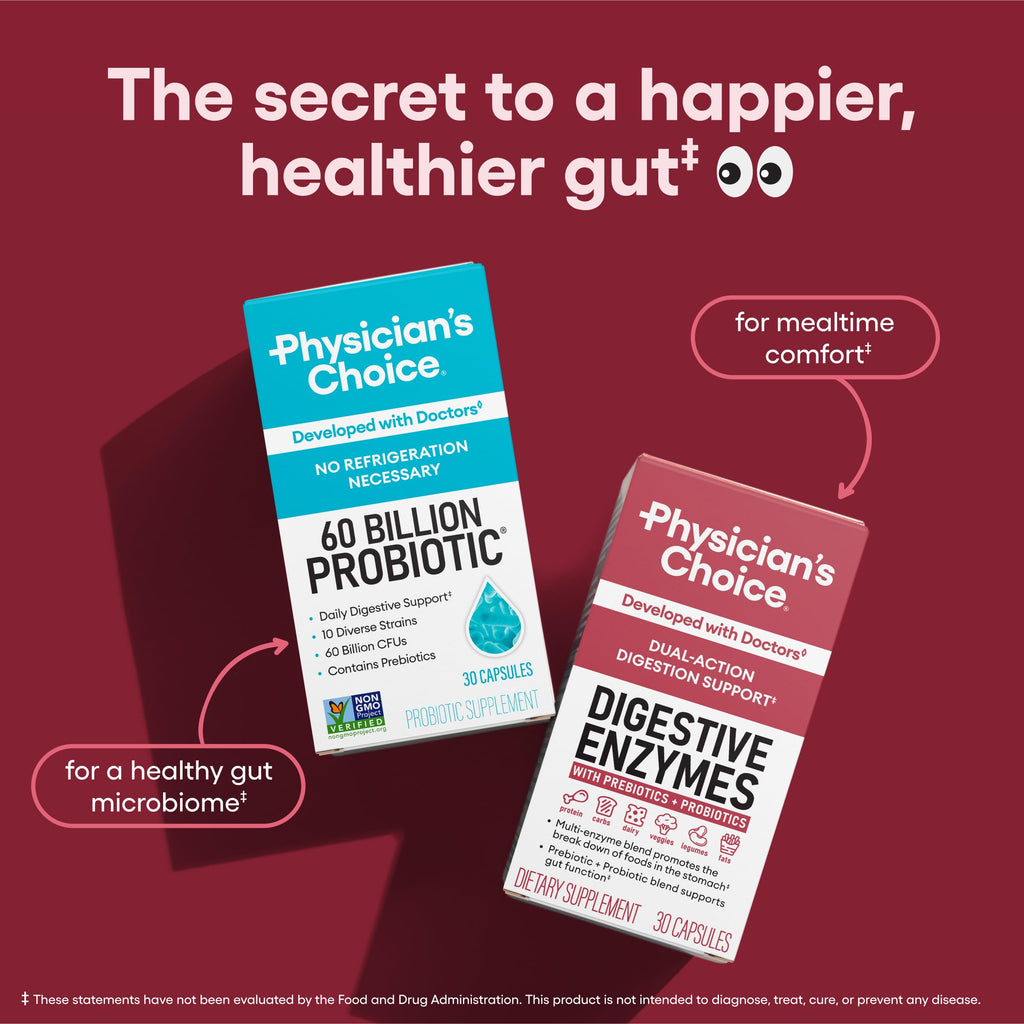 Physician's CHOICE Digestive Enzymes for Bloating & Digestion - 16 Enzymes with Organic Prebiotics & Probiotics for Gut
