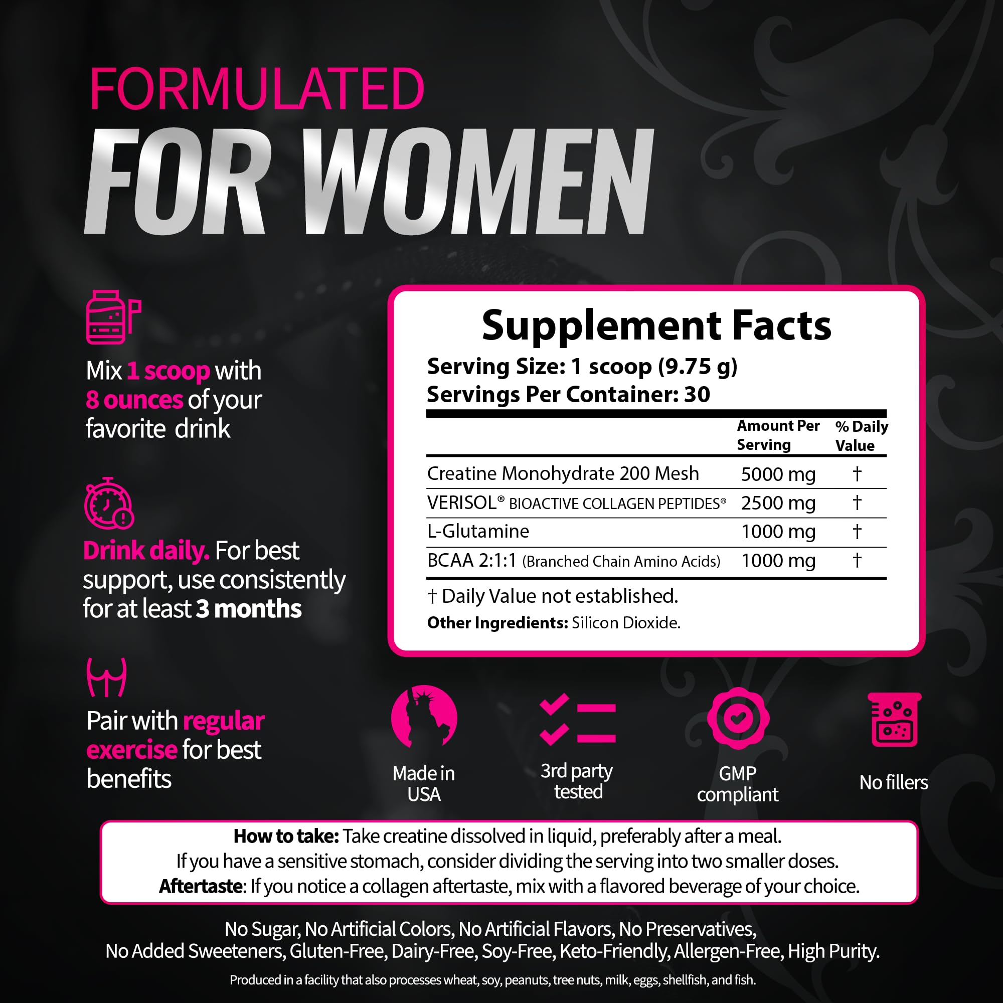 Bold Buns Creatine for Women – Booty Builder Supplement with Collagen & BCAA – Supports Muscle Development, Post-Workout Recovery, Skin Elasticity