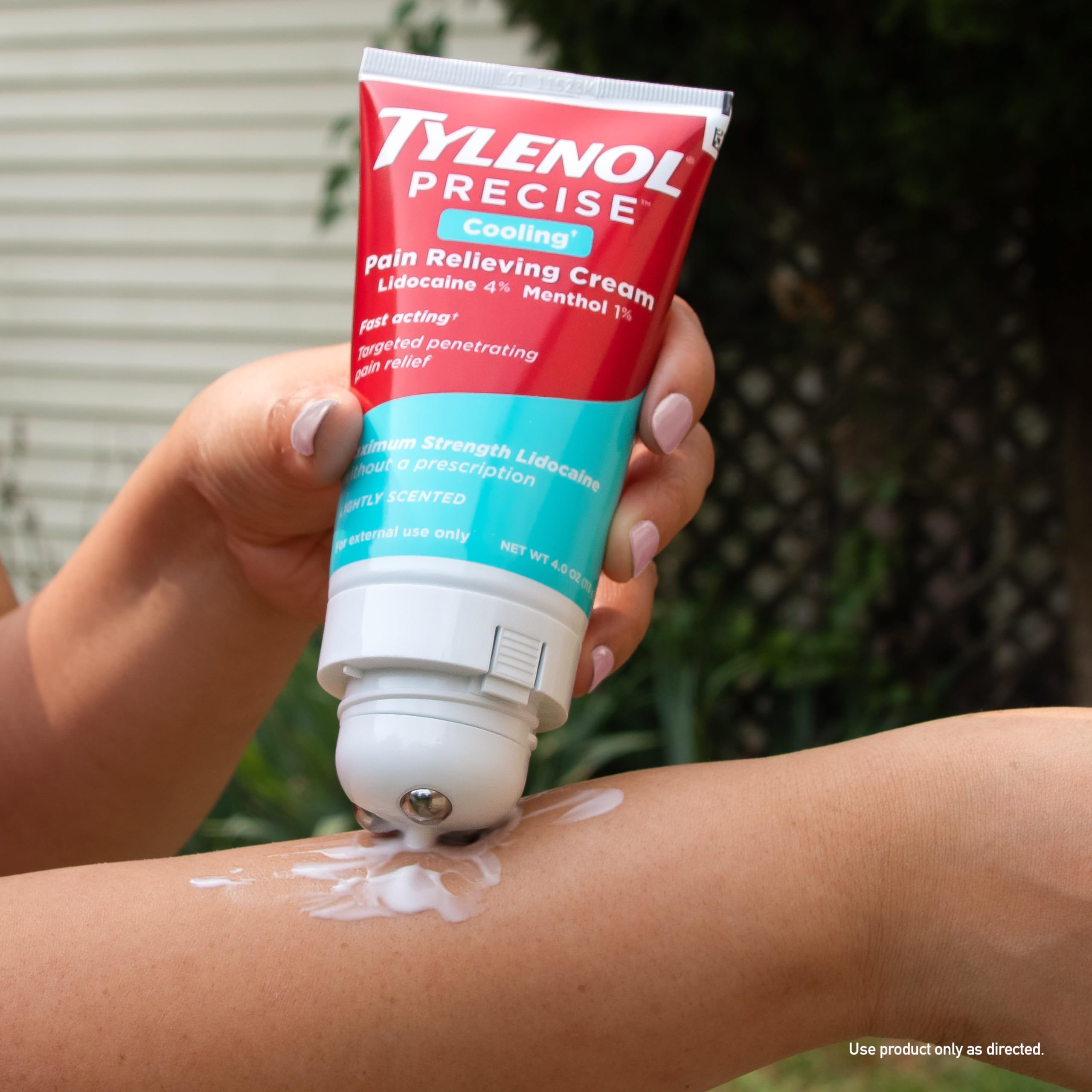 Tylenol Precise Cooling Cream, Strong Pain Relief with Fast-Acting Sensation, 4% Lidocaine, 1% Menthol, Maximum OTC Strength Relief for Back, Muscle & Joint, Numbing Cream Rollerball Applicator, 4 oz Tylenol Au supplements
