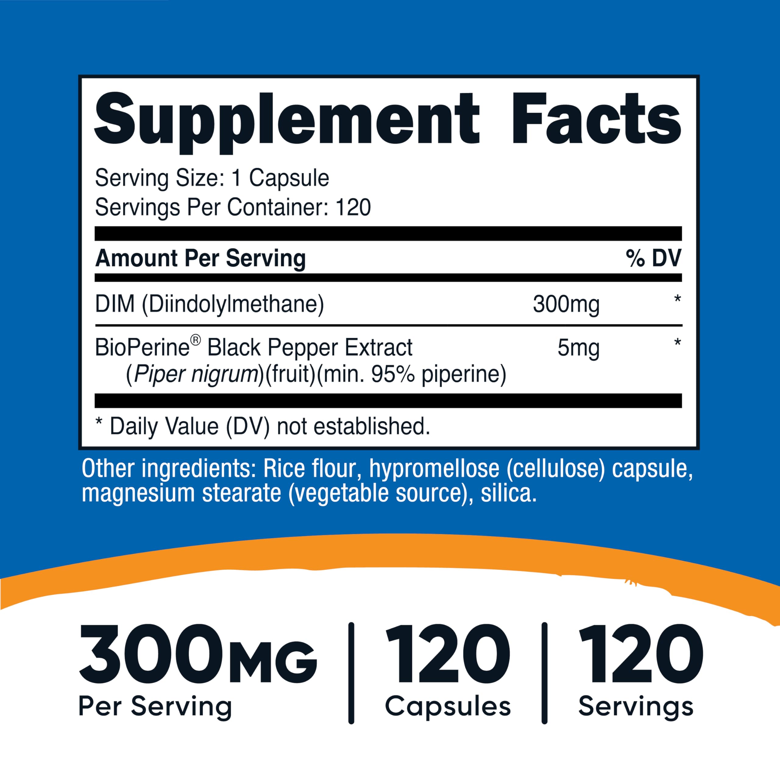Nutricost DIM (Diindolylmethane) Plus BioPerine 300mg, 120 Vegetarian Capsules - Up to 4 Month Supply, Max Strength DIM Supplement Nutricost Au supplements