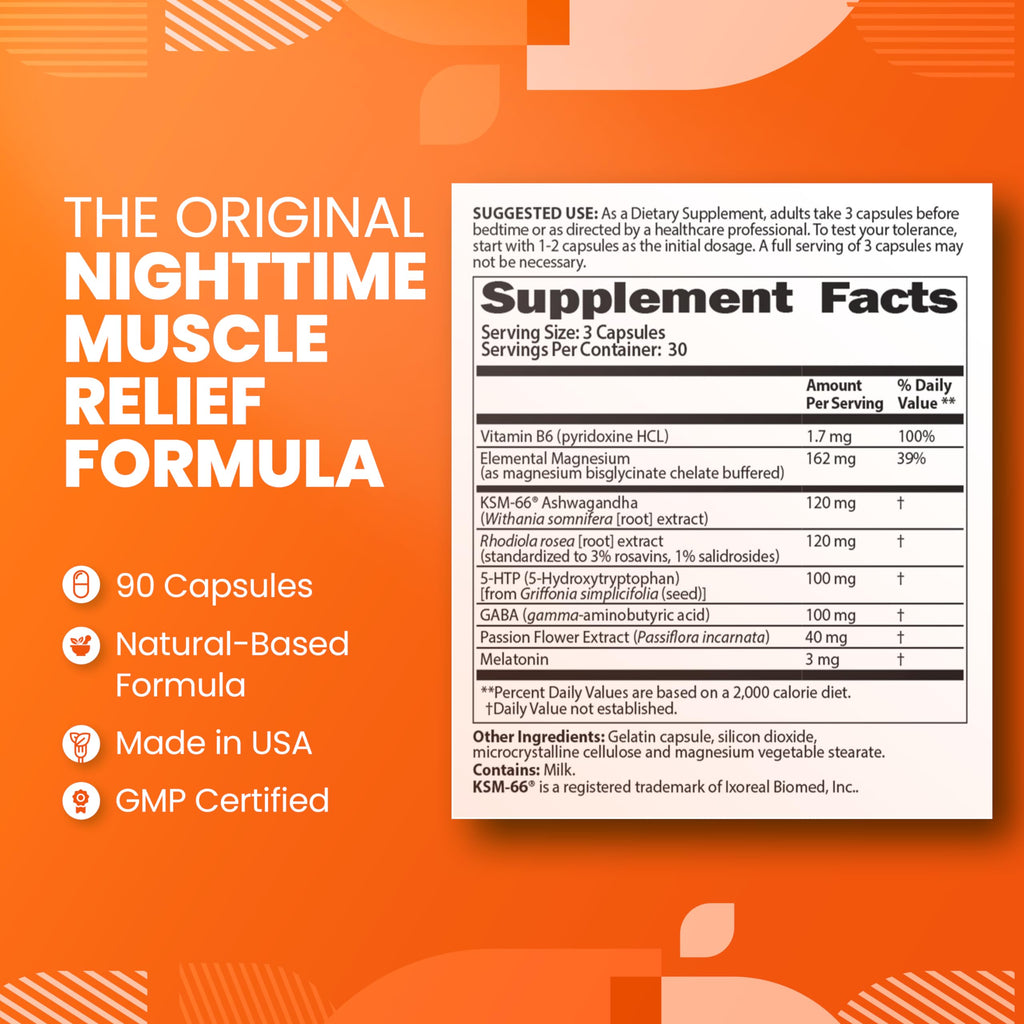SaltWrap Mag R&R - Nighttime Muscle Cramps Support, Natural Sleep Support for Adults with Magnesium Glycinate for Muscle Spasm and Leg Cramps Relief, 90 Capsules SaltWrap Au supplements