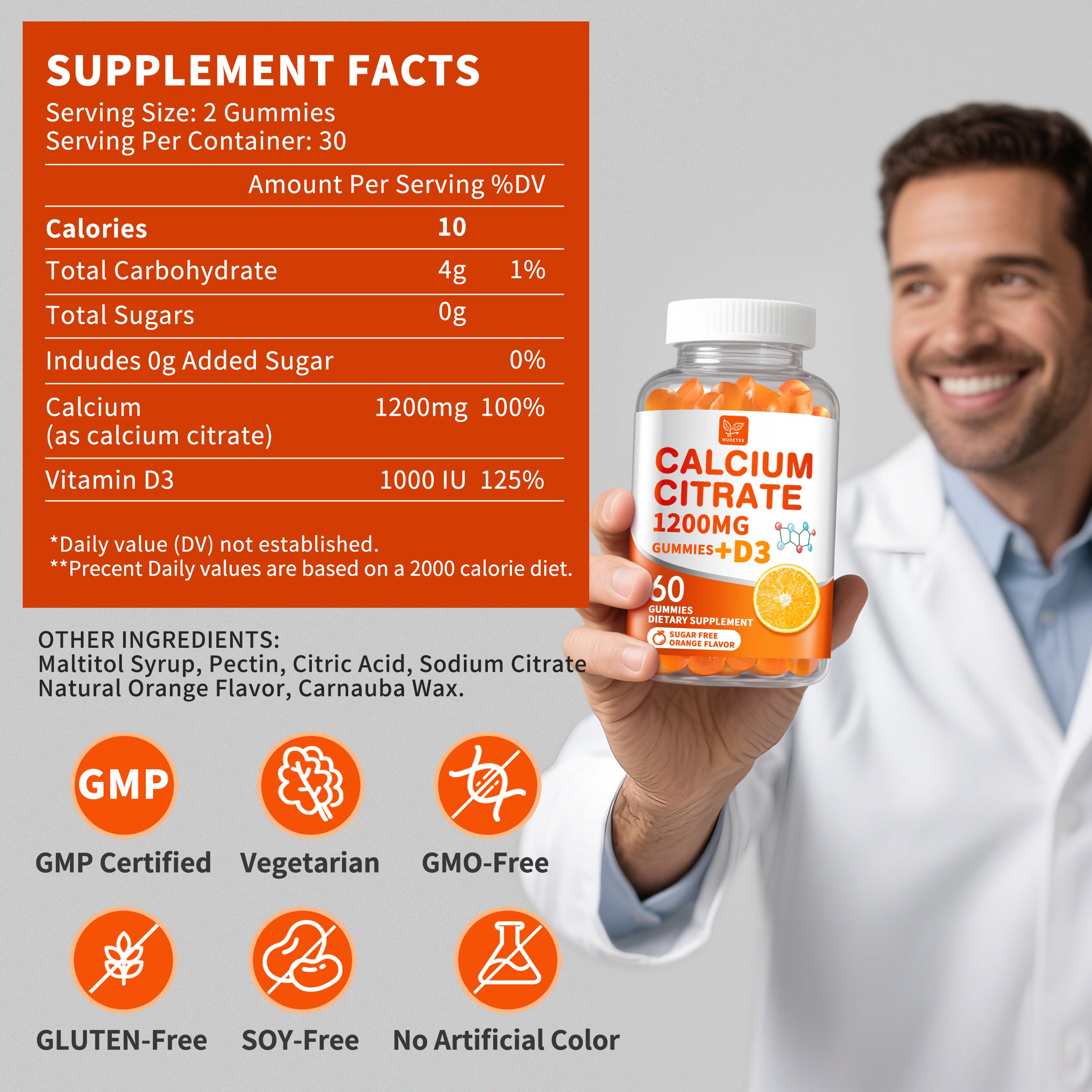 (2 Pack) Calcium Citrate 1200 mg with Vitamin D3 Gummies for Women & Men,Calcium Supplements for Bone & Teeth Support,High Absorption - Easy to Digest,