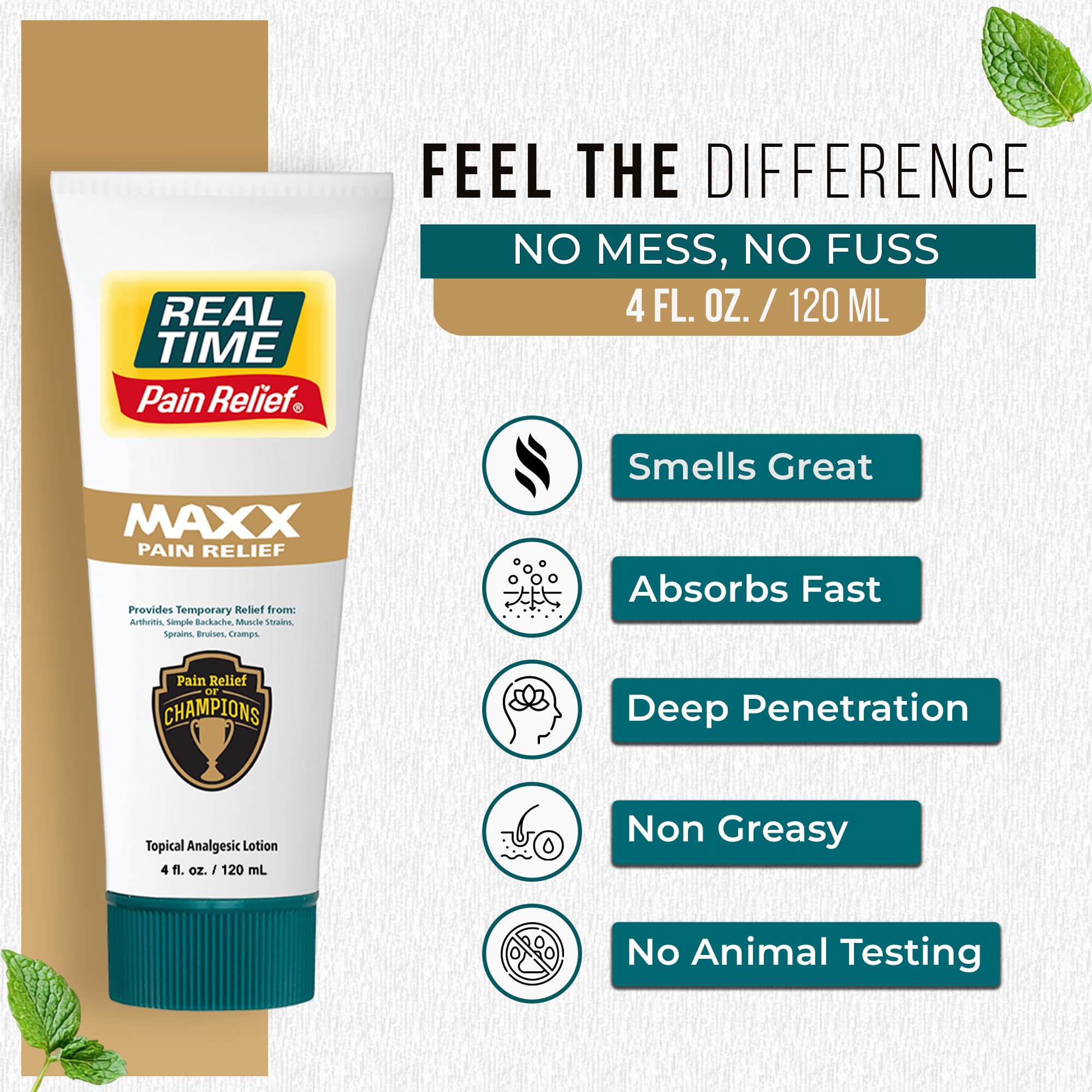 Real Time Pain Relief MAXX 4oz Tube | 18 Natural Ingredients: Arnica, Menthol & Peppermint | Maximum Strength Muscle Pain Relief Lotion for Arthritis, Hands, Ankles, Back, Shoulders, Knees & Joints Real Time Pain Relief Au supplements