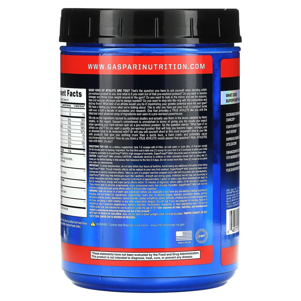 Gaspari Nutrition - SuperPump MAX - The Ultimate Pre Workout Powder, Sustained Energy Gaspari Nutrition Au supplements