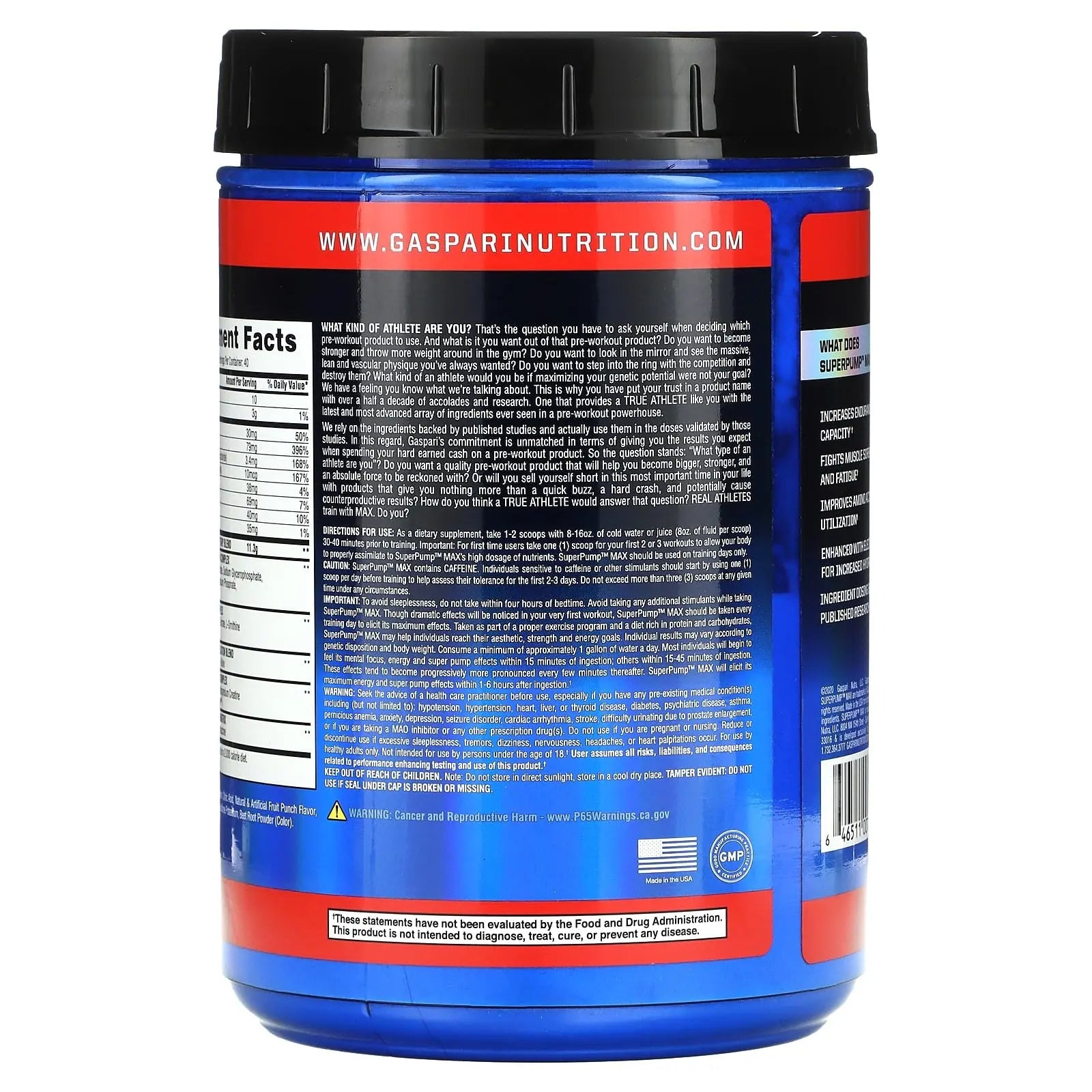 Gaspari Nutrition - SuperPump MAX - The Ultimate Pre Workout Powder, Sustained Energy Gaspari Nutrition Au supplements