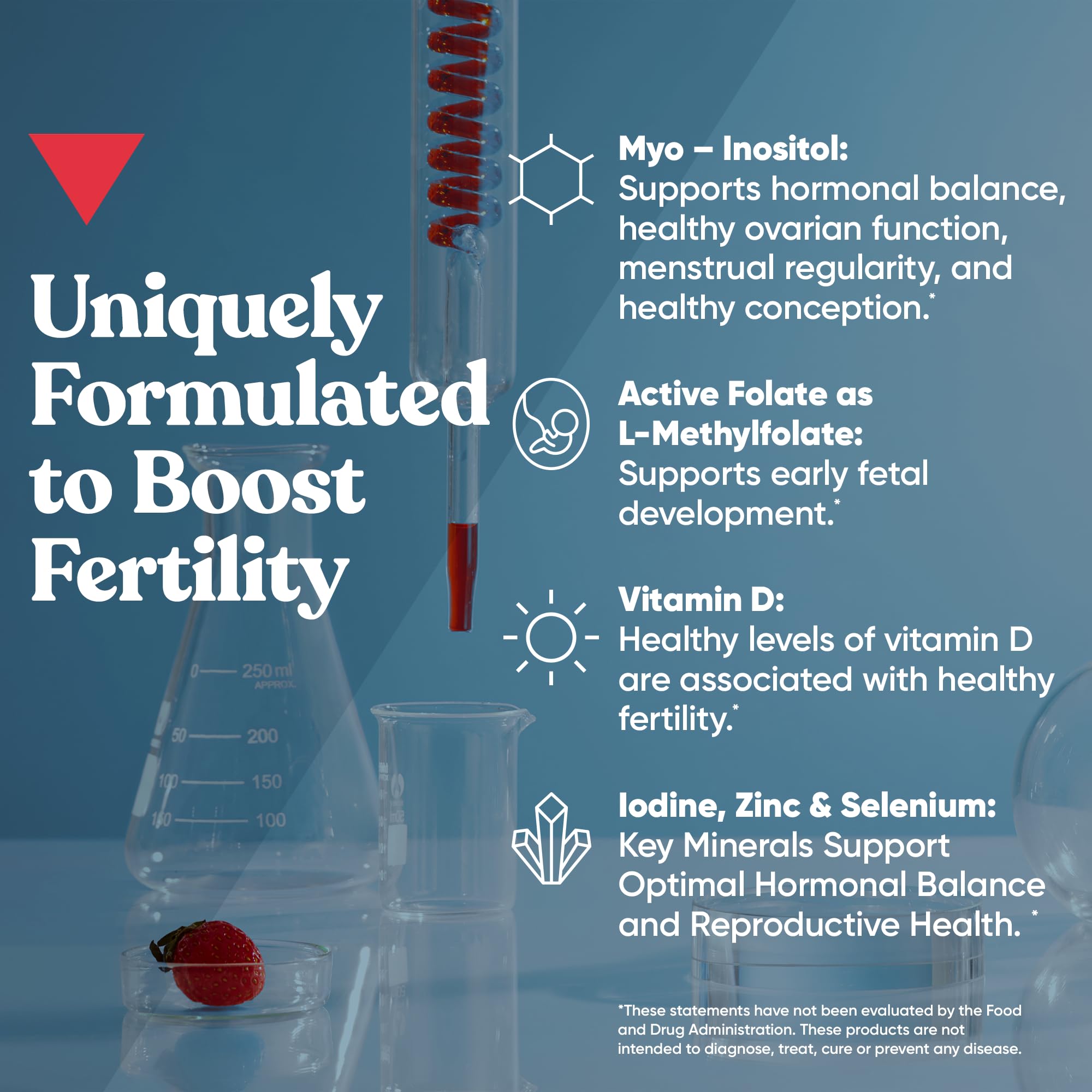 Conception for Her Fertility Gummies - Fertility Supplements for Women with Myo Inositol, Folate & more Essential Nutrients - Delicious Juicy Strawberry Hormone Balance Vitamins, 75 ct Pectin Gummies Eu Natural Au supplements