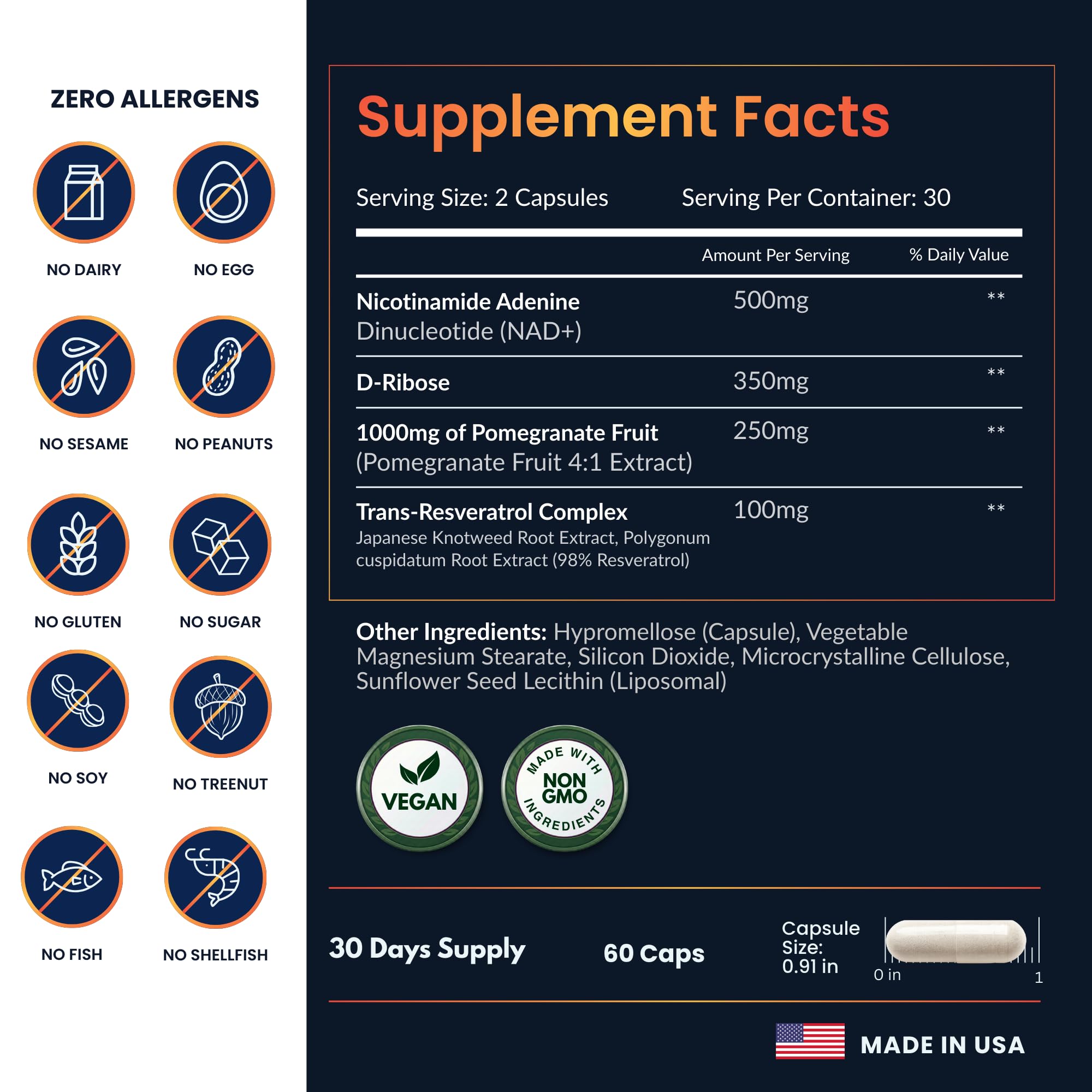 ForestLeaf NAD Resveratrol Capsules, Liposomal NAD Supplement for Women and Men with D-Ribose and Pomegranate, NAD+ for Energy, Focus and Anti-Aging Support, NMN Supplement Alternative (60 Caps) ForestLeaf Au supplements